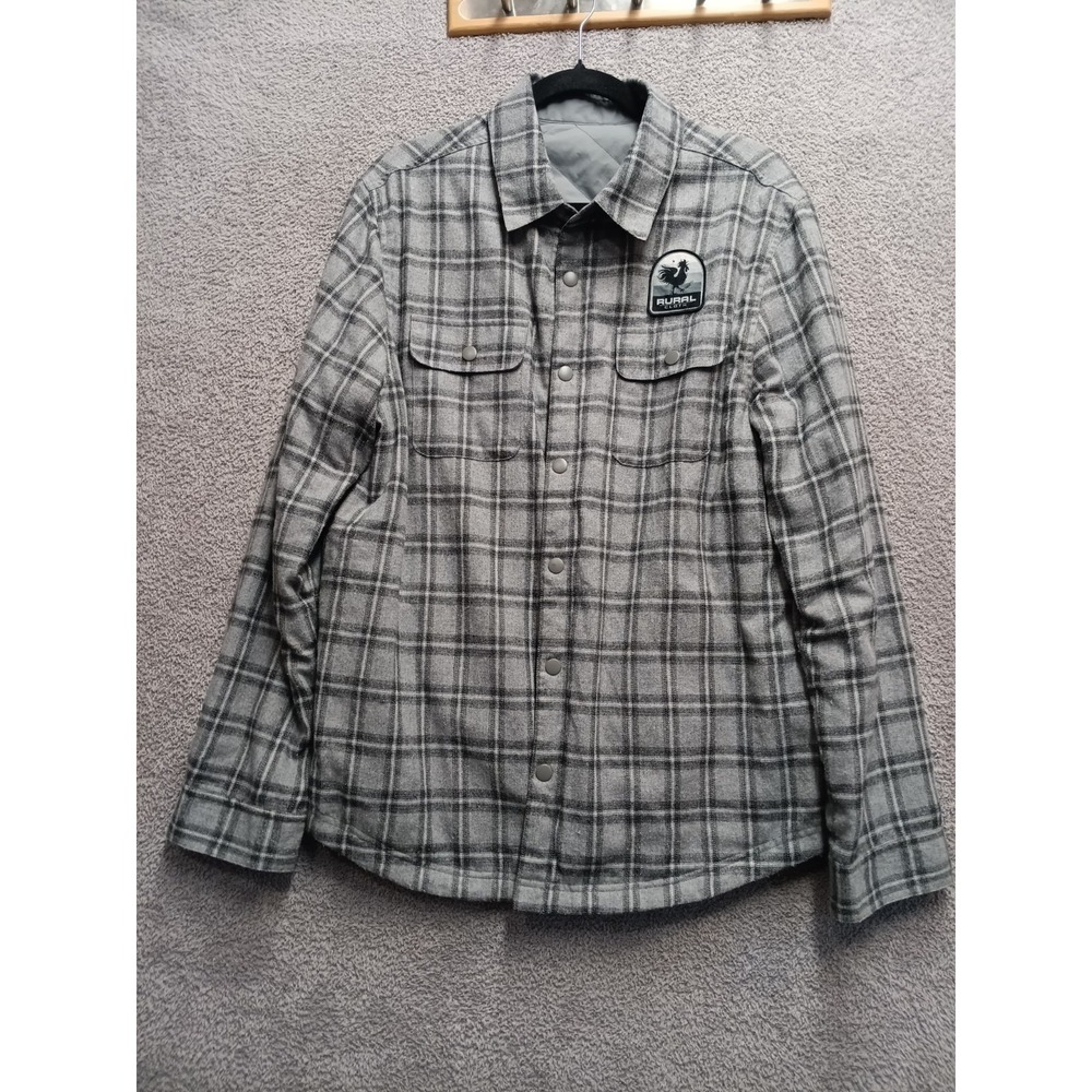 Rural Cloth Reversible Jacket Men Gray Plaid Quilted Snap Front Lined‎ S-M